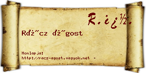 Rácz Ágost névjegykártya